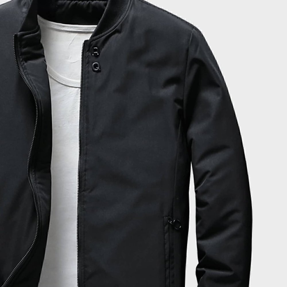 Black Casual  Men Letter Graphic Zip Up Bomber Jacket - Picture 4 of 4